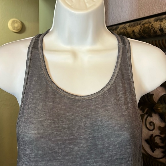 EUC Hollister Tank Top- Grey Sheer peplum hem Sz S - Picture 2 of 12